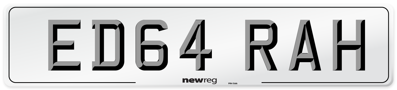 ED64 RAH Number Plate from New Reg